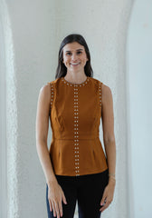 Elizabeth James Claire Top in Chocolate Studs