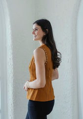 Elizabeth James Claire Top in Chocolate Studs