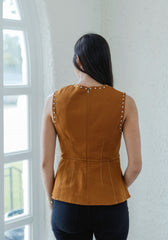 Elizabeth James Claire Top in Chocolate Studs