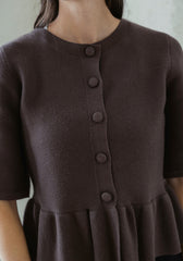 Entro Mocha Ruffle Hem Sweater Top