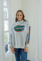 Brianna Cannon Florida Mock Neck Sequin Stripe Sweatshirt
