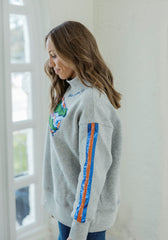 Brianna Cannon Florida Mock Neck Sequin Stripe Sweatshirt