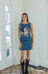 Queen of Sparkles Licensed FSU Scattered Jewel Denim Mascot Tank Dress