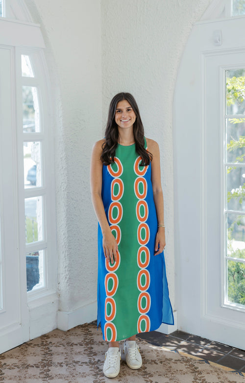 Jade Melody Tam Blue & Green Links Column Midi Dress
