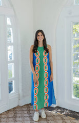 Jade Melody Tam Blue & Green Links Column Midi Dress