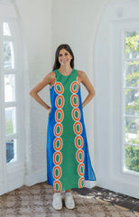 Jade Melody Tam Blue & Green Links Column Midi Dress