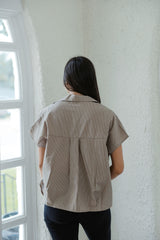 Karlie Brown Stripe V-Neck Collar Top