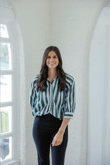 Karlie Blue and Green Stripe Collar Bubble Top