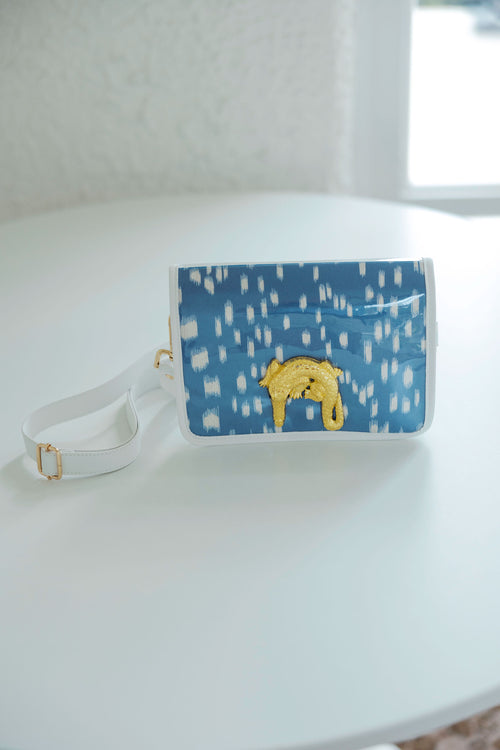 Garland Blue and White Les Touches Clear Stadium Bag with Gator