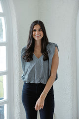 Karlie Black and White Check Bubble Top