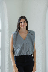 Karlie Black and White Check Bubble Top