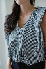 Karlie Black and White Check Bubble Top