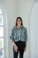 Karlie Blue and Green Stripe Collar Bubble Top
