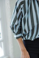 Karlie Blue and Green Stripe Collar Bubble Top