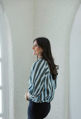 Karlie Blue and Green Stripe Collar Bubble Top