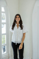 Elizabeth James Short Sleeve Kit Top in White