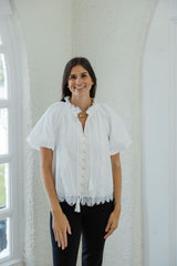 Elizabeth James Short Sleeve Kit Top in White