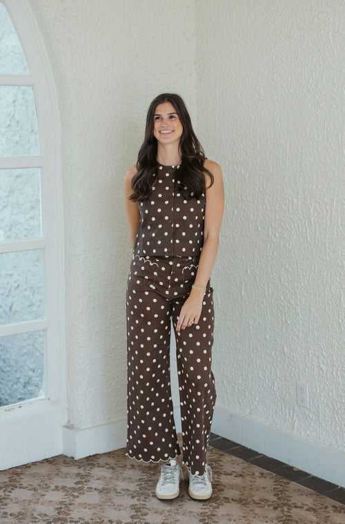 Entro Brown Polka Dot Crop Top