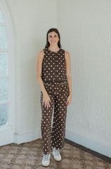 Entro Brown Polka Dot Scalloped Pants