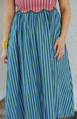 The Susie Multicolor Stripe Midi Tie Dress