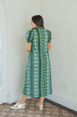 Entro Green Geo Print Midi Dress