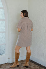 Entro Brown and White Stripe Mini Dress