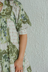 Entro Green Floral Abstract Print Mini Dress