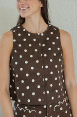 Entro Brown Polka Dot Crop Top