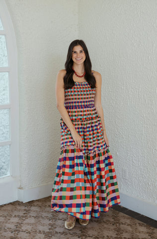 Entro Tie Waist Pink and Brown Stripe Midi Dress