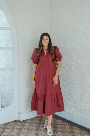 Entro Tie Waist Pink and Brown Stripe Midi Dress