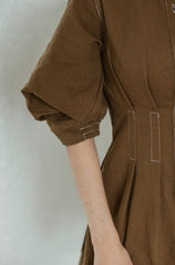Entro Brown Denim Cinched Waist Mini Dress
