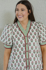 Entro Green and Red Block Print Mini Dress