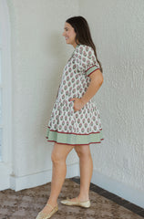 Entro Green and Red Block Print Mini Dress