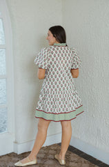 Entro Green and Red Block Print Mini Dress