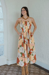 Entro Floral Pleated Midi Dress