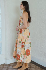 Entro Floral Pleated Midi Dress