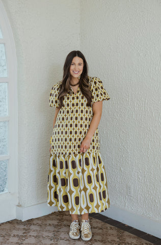 Entro Tie Waist Pink and Brown Stripe Midi Dress