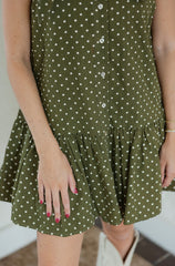 Entro Green and White Polka Dot Scarf Mini Dress