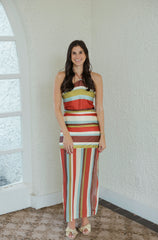 The Ashton Stripe Slip Halter Maxi Dress