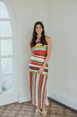 The Ashton Stripe Slip Halter Maxi Dress