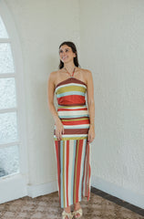 The Ashton Stripe Slip Halter Maxi Dress