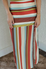 The Ashton Stripe Slip Halter Maxi Dress