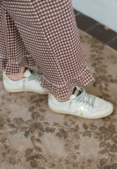 Entro Brown Gingham Ruffle Hem Pant
