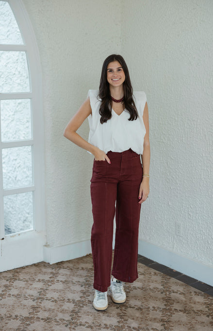 Entro Merlot Scalloped Pocket Jeans