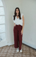 Entro Merlot Scalloped Pocket Jeans