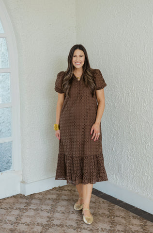 Entro Tie Waist Pink and Brown Stripe Midi Dress