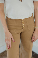 Entro Front Pocket Crop Flare Jeans in Tan