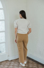 Entro Front Pocket Crop Flare Jeans in Tan