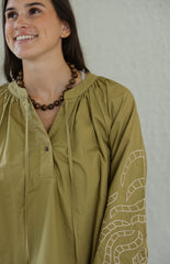 Meet Me in Santorini Olive Glow Blouse