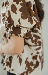 Entro Brown Floral Puff Sleeve Top